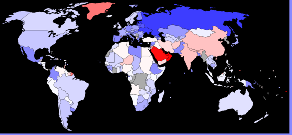 2014年全球主要国家男女比例