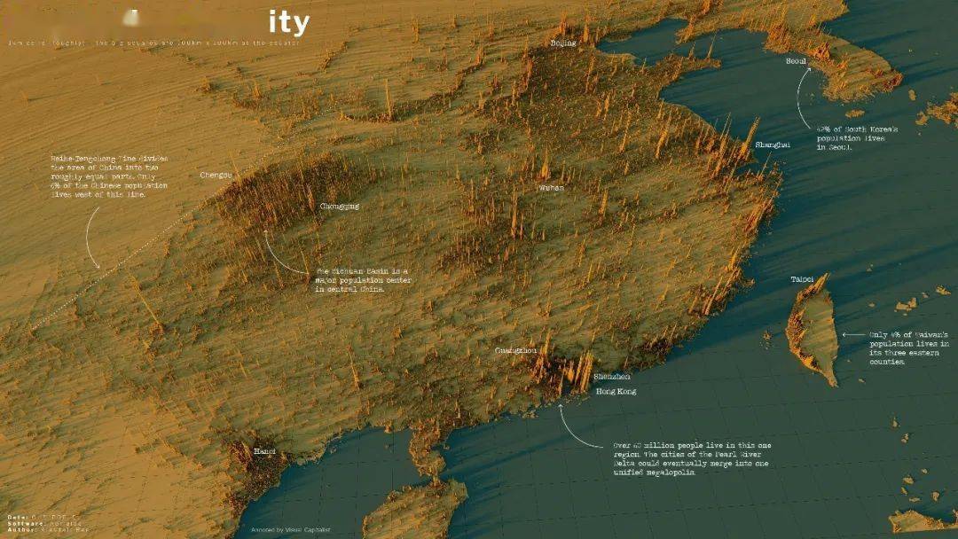 人口密度分布图_有趣地图:如果按人口分布及密度、网速等数据,世界地图是什